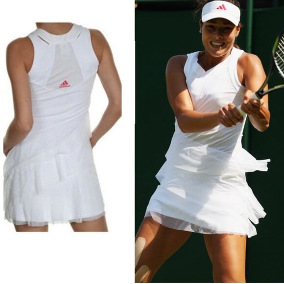 Adidas Ana Ivanović White Tennis Dress Mesh Skirt "SO CUTE" S Small - Picture 1 of 16